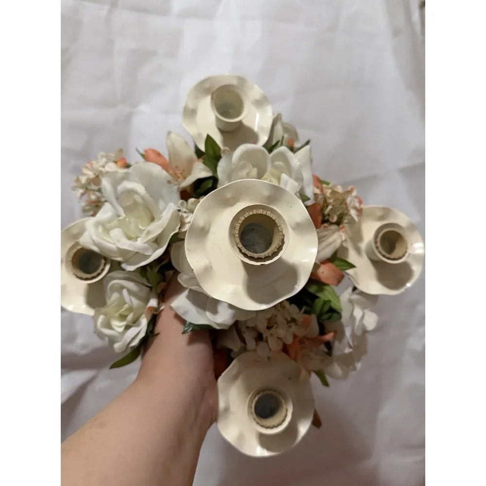 Vintage Candle Holder With Flowers